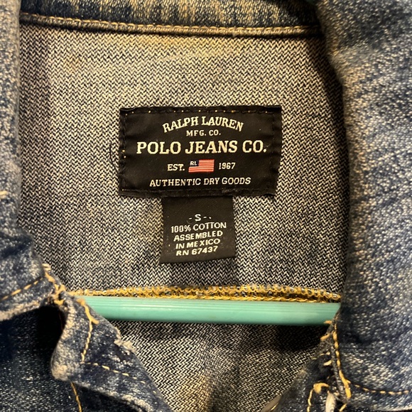 Ralph Lauren Polo Jeans Co. Blue distressed Denim Jacket - Picture 3 of 5